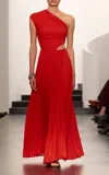 Ralph Lauren Holin Pleated Cut-out Georgette Maxi Dress In Red