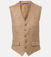 Ralph Lauren Holland Satin-paneled Linen-tweed Vest In Neutral