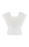 Polo Ralph Lauren Hollins Lace Cotton Voile Top In Off-white