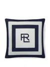 Ralph Lauren Holton Striped Logo Cushion (56cm X 56cm) In Black