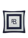 Ralph Lauren Holton Striped Logo Cushion (56cm X 56cm) In Black