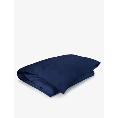 Ralph Lauren Home Navy Player Polo Logo-embroidered Super-king Cotton Duvet Cover 260cm X 220cm In Blue