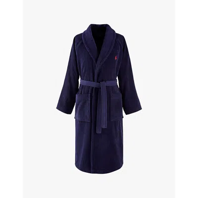 Ralph Lauren Logo-embroidered Relaxed-fit Cotton Bathrobe In Newport Navy