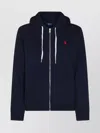 Ralph Lauren Hooded Cotton Slub Logo Sweatshirt In Blue