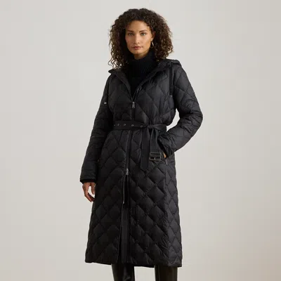 Ralph Lauren Hooded Diamond-quilted Down Maxicoat In Black