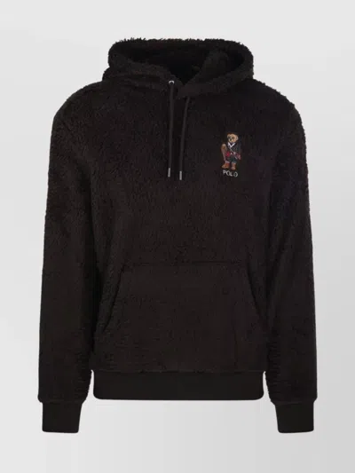 Ralph Lauren Hooded Knit Sweatshirt Kangaroo Pocket In Brown