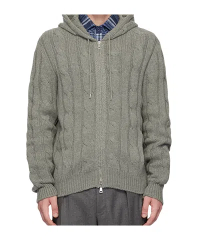 Polo Ralph Lauren Hooded Knitted Cardigan In Gray