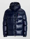 Ralph Lauren Hooded Quilted Bomber Jacket Zip Pockets In Blue