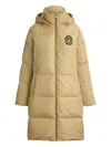 Ralph Lauren Hooded Quilted Crest-patch Coat In Brown