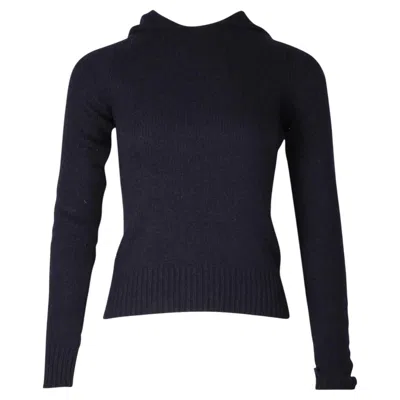Pre-owned Ralph Lauren Hooded Sweater In Navy Blue Wool
