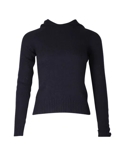Polo Ralph Lauren Hooded Sweater In Navy Blue Wool