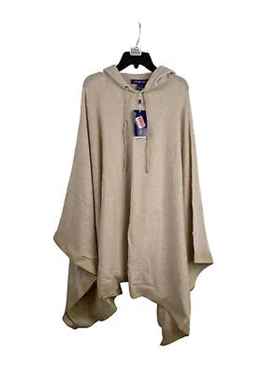 Pre-owned Ralph Lauren Hooded Winter Ribbed Cape Women's Size Xs/s Oatmeal In Brown