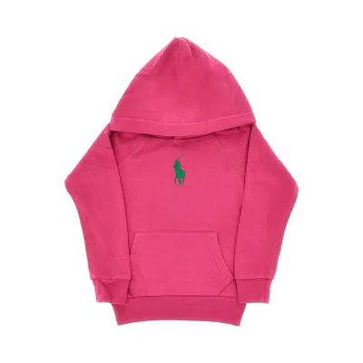 Ralph Lauren Hoody With Logo Embroidery Kids In Pink