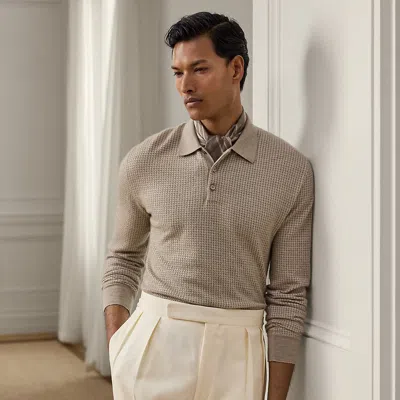 Ralph Lauren Houndstooth Cashmere Polo-collar Sweater