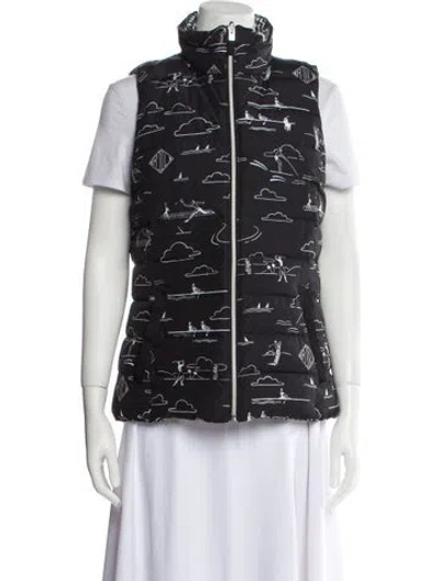 Pre-owned Ralph Lauren Houndstooth Print Down Jacket In Black