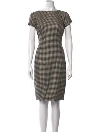 Pre-owned Ralph Lauren Houndstooth Print Knee-length Dress In Black