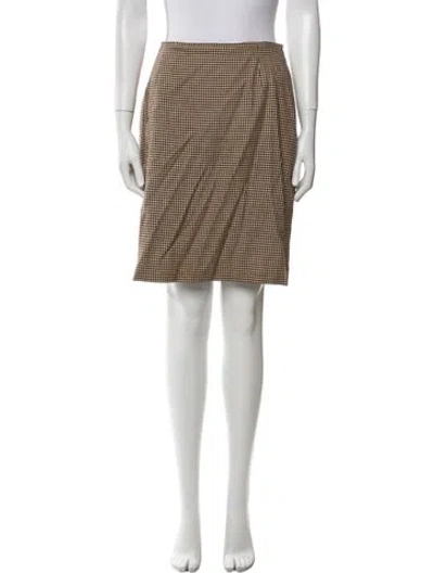 Pre-owned Ralph Lauren Houndstooth Print Knee-length Skirt In White