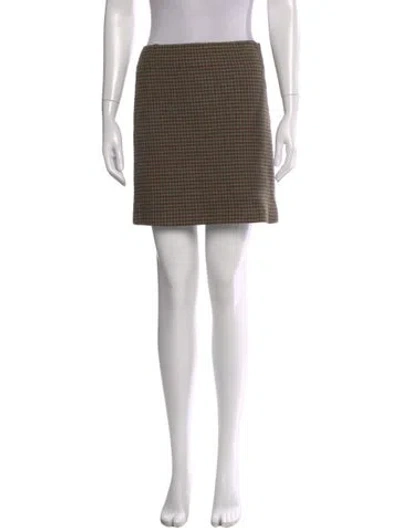 Pre-owned Ralph Lauren Houndstooth Print Mini Skirt In Green