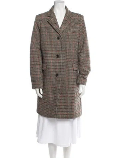 Pre-owned Ralph Lauren Houndstooth Wool Coat In Neutral