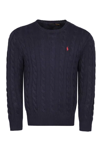 Ralph Lauren Huntsman Blue Cotton Cable-knit Sweater