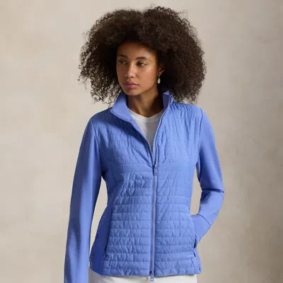 Ralph Lauren Hybrid French Terry-quilted Zip Jacket In Blue Mist