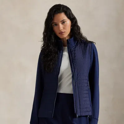 Ralph Lauren Hybrid French Terry-quilted Zip Jacket In Refined Navy In Blue