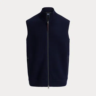 Ralph Lauren Hybrid Full-zip Sweater Vest In Black