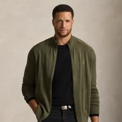 Ralph Lauren Hybrid Mockneck Cardigan In Olive Combo