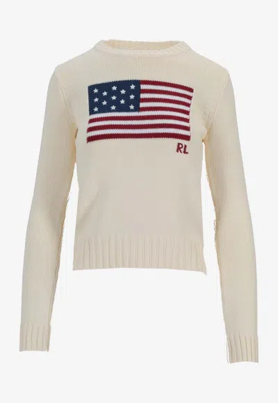 Ralph Lauren Iconic Usa Flag Sweater In Black
