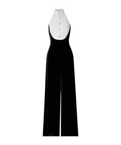 Ralph Lauren Illeana Two-tone And Halterneck Jumpsuit In Black