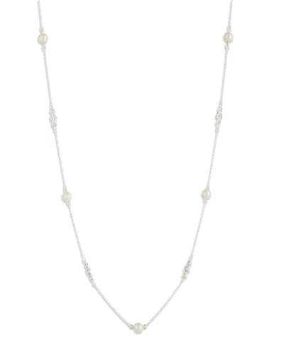 Ralph Lauren Imitation Pearl And Cubic Zirconia Station Strand Necklace In White