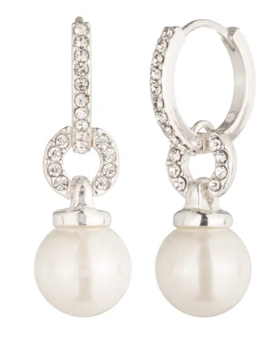 Ralph Lauren Imitation Pearl Huggie Drop Earrings In White