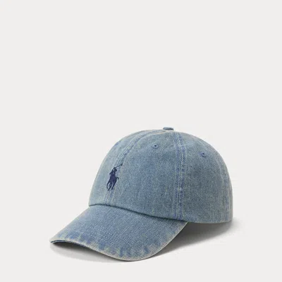 Ralph Lauren Indigo Denim Ball Cap In Blue