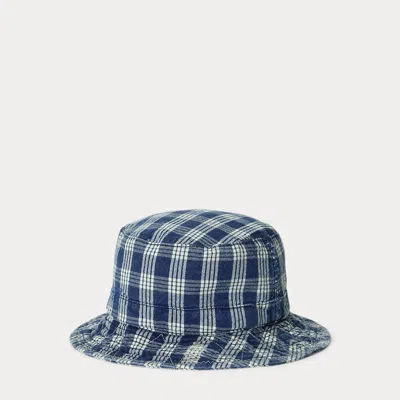 Polo Ralph Lauren Indigo Plaid Oxford Bucket Hat In Indigo Multi In Blue