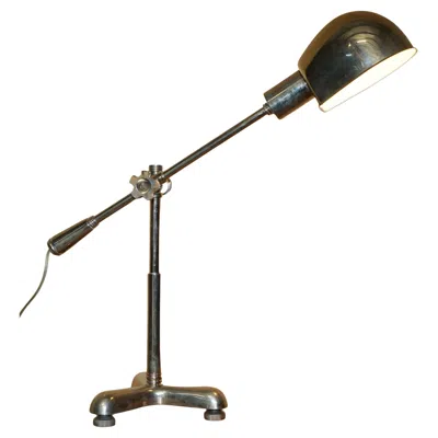 Pre-owned Ralph Lauren Industrial Looking  Vintage Chrome Articulated Adjustable Table Lamp In Black