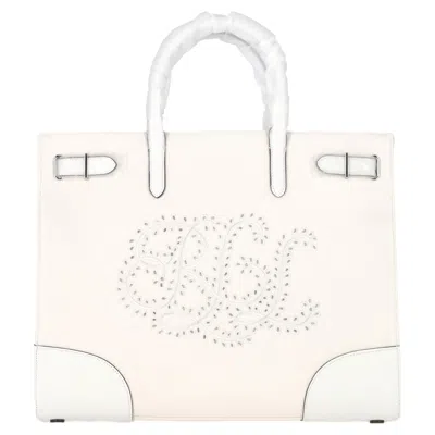 Ralph Lauren Initials Tote Bag In White Canvas