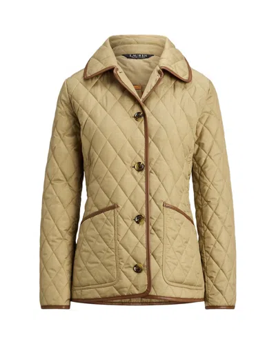 Ralph Lauren Insulated Quilted Coat With Classic Collar In Neutral
