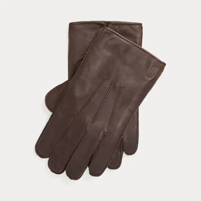 Polo Ralph Lauren Insulated Sheepskin Touch Screen Gloves In Dark Brown