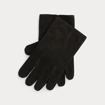 Polo Ralph Lauren Insulated Suede Gloves In Black