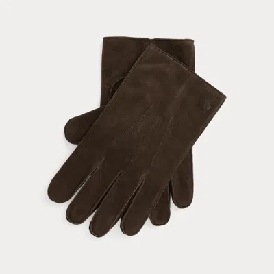 Polo Ralph Lauren Insulated Suede Gloves In Dark Brown
