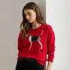 Ralph Lauren Intarsia-knit Foxhound Cotton Sweater In Red