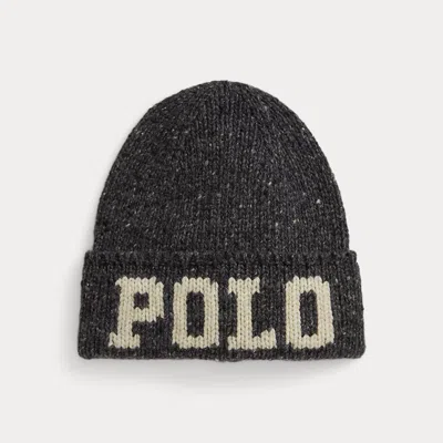 Ralph Lauren Intarsia-knit Merino-wool-blend Beanie In Gray