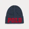 Polo Ralph Lauren Intarsia-knit Merino-wool-blend Beanie In Newport Navy