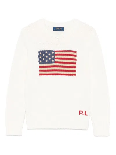 Polo Ralph Lauren Kids' Logo-embroidered Cotton Jumper In White