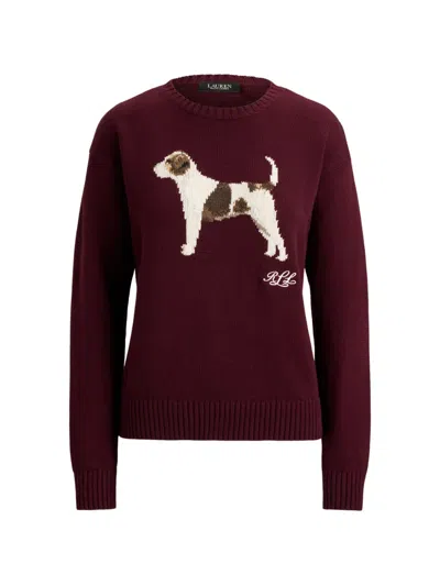 Ralph Lauren  Intarsia-knit Cotton Sweater In Dark Garnet Multi