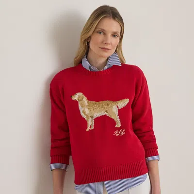 Ralph Lauren Intarsia-knit Golden Retriever Sweater In Cruise Red Multi