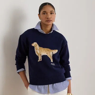 Ralph Lauren Intarsia-knit Golden Retriever Sweater In Refined Navy Multi In Blue