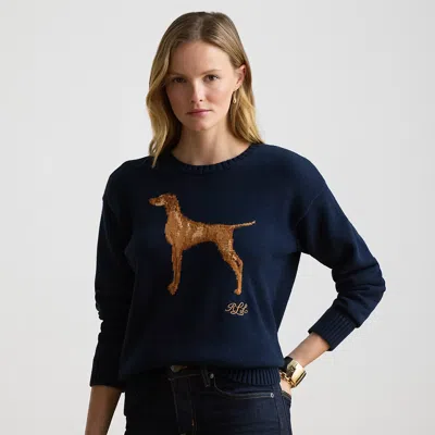 Ralph Lauren Intarsia-knit Vizsla Cotton Sweater In Lauren Navy Multi