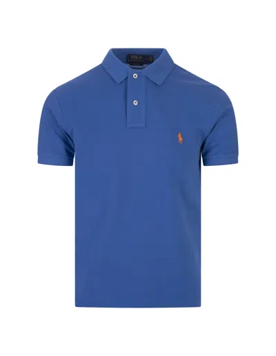 Ralph Lauren Iris Blue And Orange Slim-fit Piquet Polo Shirt
