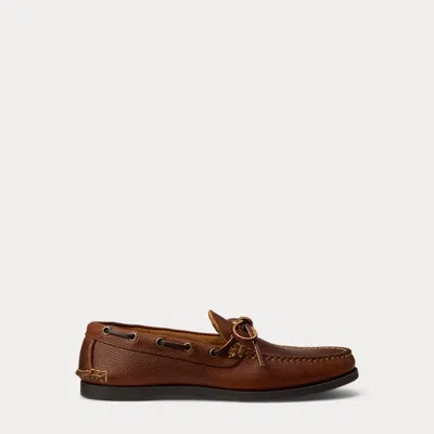 Ralph Lauren Iver Leather Moc Boat Shoe In Brown